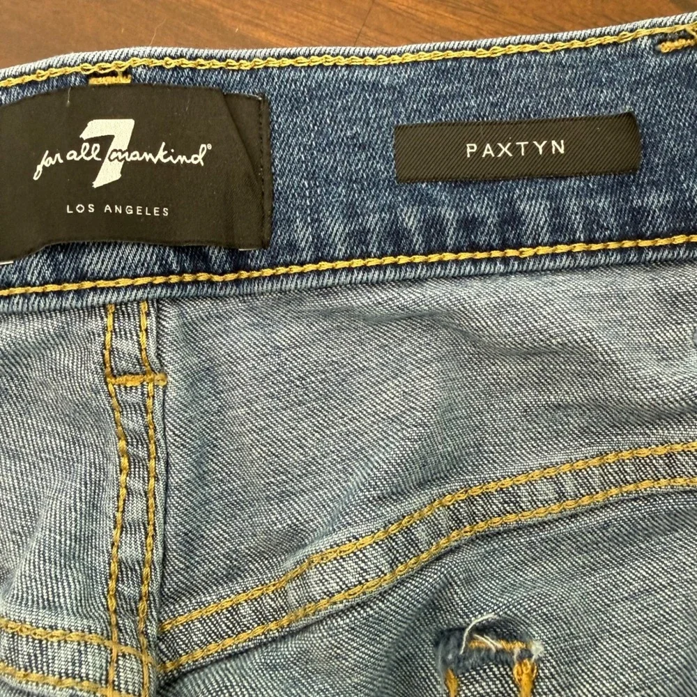 7 For All Mankind Paxtyn Skinny Jeans Mens 38x33 Light Wash Stretch Denim